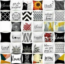 Cushion COVERS White Black Soft Double-Sided Decorative Throw Pillow Case 18x18"
