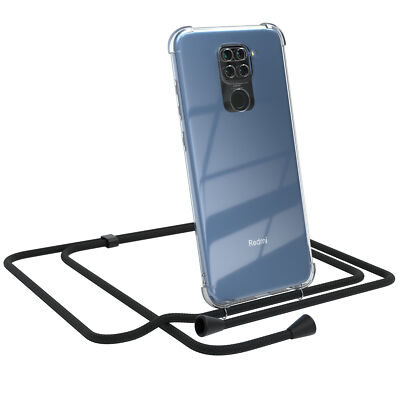 Handyhülle zum Umhängen für Xiaomi Redmi Note 9 / Redmi 10X 4G Kordel Schwarz