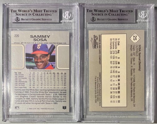 LOT OF (2) Sammy Sosa 1990 Leaf 1989 Tulsa Drillers Grand Slam #25 XRC RC BGS 9 - Picture 2 of 2