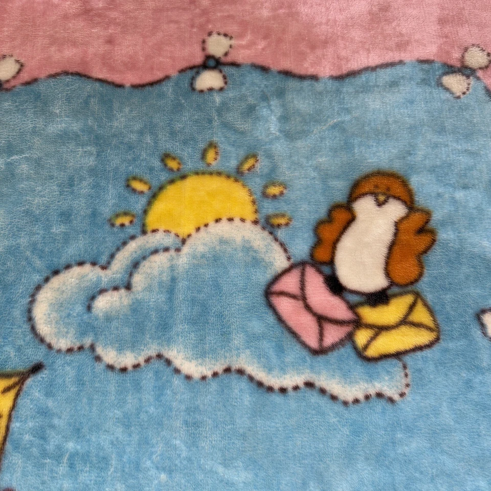 复古 Novatex 婴儿毯丝绒泰迪熊礼物鸟弓太阳风筝粉红色卡哇伊 — 第 4/4 张图片