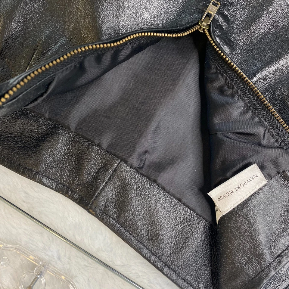 Falda de cuero Newport News para mujer 10 negra forrada genuina vintage vanguardista años 90 Y2K Foto 4 de 4