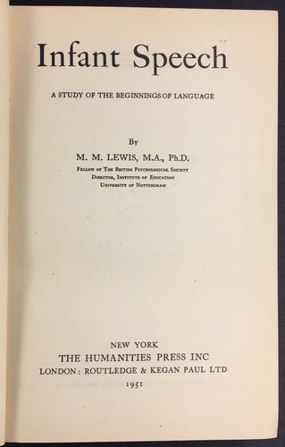 Infant Speech Beginnings of Human Baby Language -Humanities Press 1951 -Lewis - Picture 2 of 3
