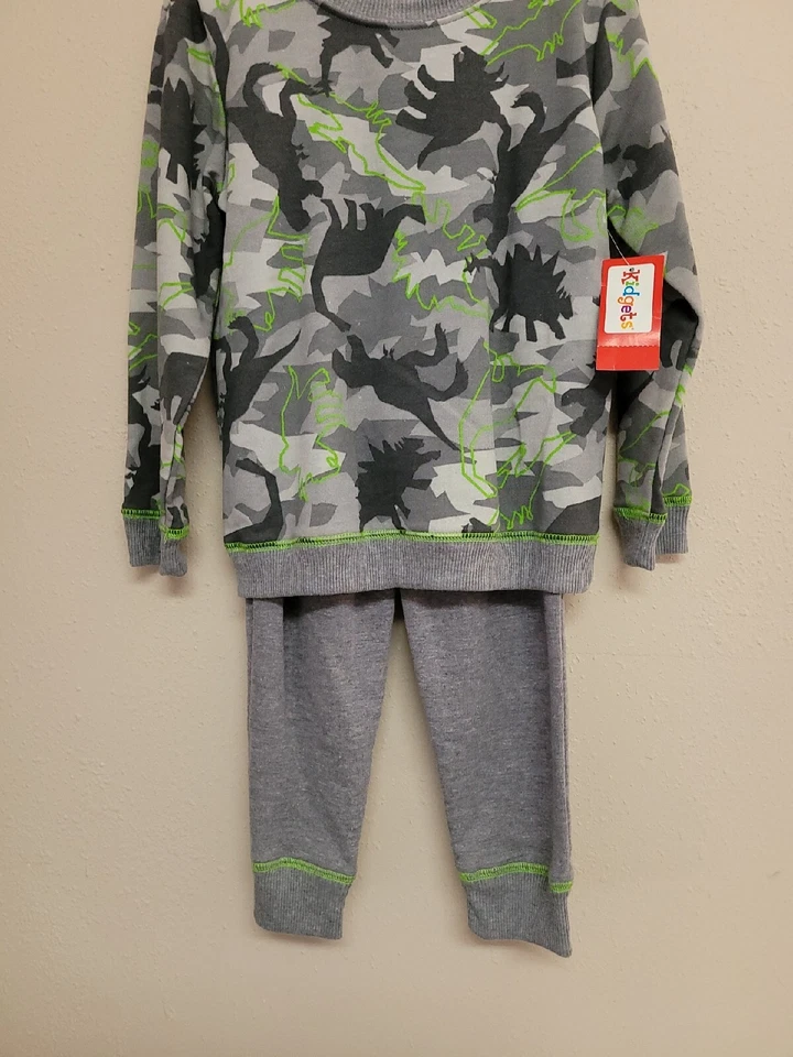 NUEVO CON ETIQUETAS KIDSGETS Conjunto de Sudadera con Capucha/Jogger Estampado de Dinosaurios Manga Larga.Talla 4T Foto 3 de 4