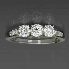 2CT Round Cut Lab Created Diamond Women's Engagement Ring 14K White Gold Plated