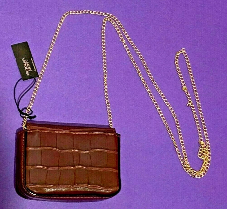 Nuevo Bolso Bandolera VICTORIA'S SECRET Carmesí Croc Micro Hombro con Etiqueta Foto 2 de 4