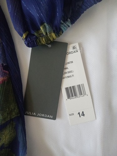Julia Jordan Sz 14 Dress Metallic Floral V-Neck Long Sleeve Maxi Back Zip Lined - Picture 13 of 19