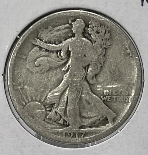 1917 S Reverse Walking Liberty Half Dollar VG Full Free Shipping With 5 Items C2