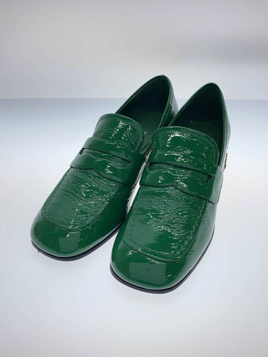 Prada Women's Square Toe Leather Loafers Shoes in Green Size Prada Women's Square Toe Leather Loafers Shoes in Green Size