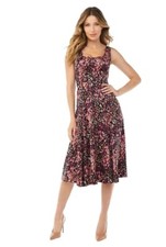 Sofia Vergara Sleeveless Tea Length Multi Wine Print Logan Dress Small New 