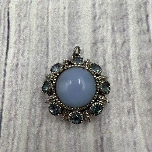 Vintage Avon Moon Magic Blue Moonglow Cabochon & 8 Rhinestone Pendant ...