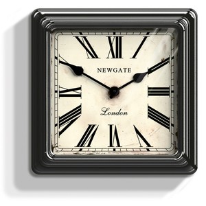 Newgate Clocks Croupiers Square Black Kitchen Roman Numeral