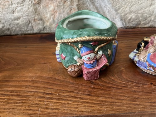 Fitz and Floyd ~ 1994 Christmas Candle 2 pc Votive Bears Presents Decor - Picture 5 of 16