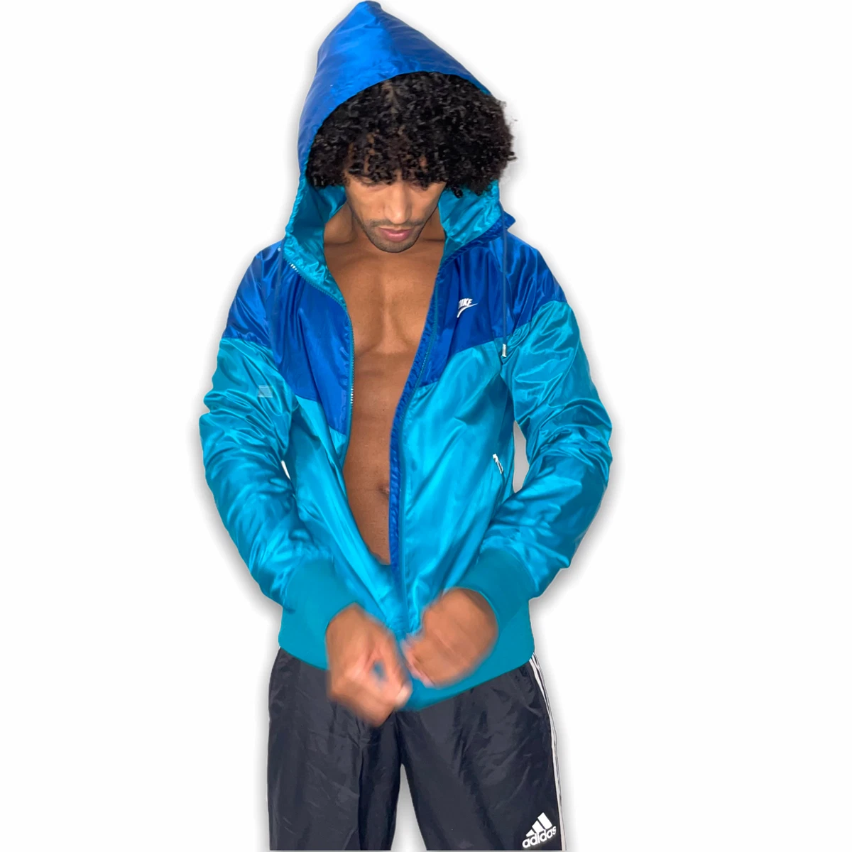 NWT Vintage Nike Windrunner Windbreaker Jacket Blue Green Nylon