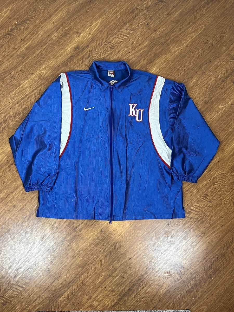 Vintage Nike Team KANSAS KU Jayhawks Track Suit Jacket Blue Men