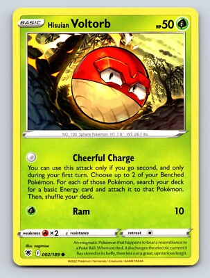 Hisuian Voltorb HP 50 Cheerful Charge Ram Rarity Green Pokémon