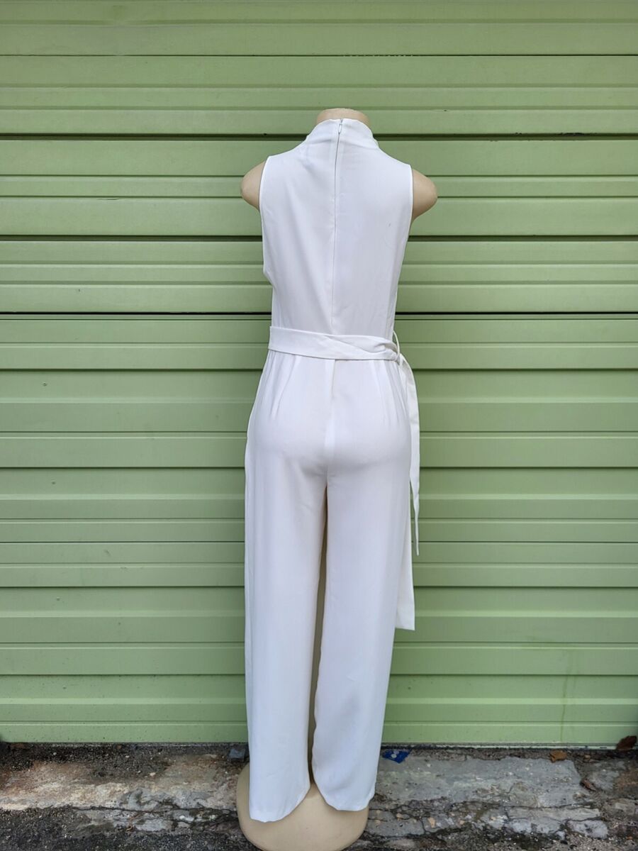 ZARA NEW WOMAN LONG WRAP JUMPSUIT ECRU XS 4043/055 White Satin