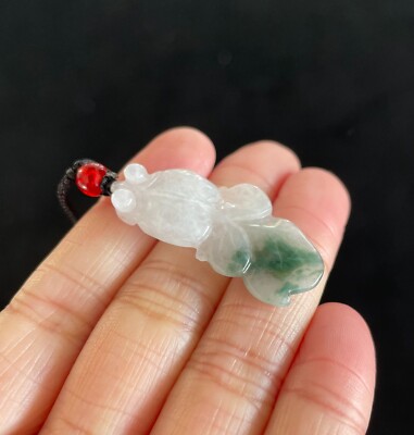 Floating Green Gold Fish Jadeite Jade Pendant, 100% Untreated Certified Genuine