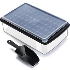 Ice Cube Tray with Lid & Bin for Freezer - 55 Nugget Ice Maker, Cocktail Coff...
