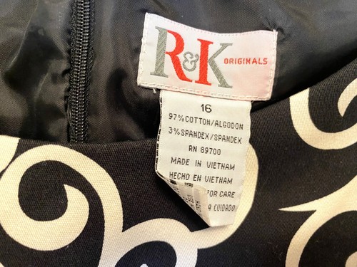 R&K Originals Size 16 Women's Black, Ivory & Pink Sleeveless Dress - Picture 4 of 5