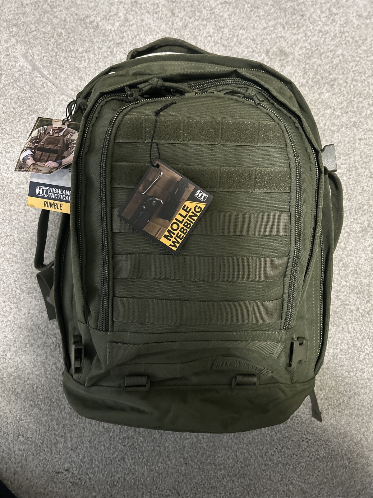 Highland Tactical Rumble Heavy Duty Tactical Backpack MOLLE WEBING HOOK