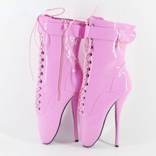 7" Stiletto Heel Fetish Patent Leather Clubwear Women Training Ankle Ballet Boot
