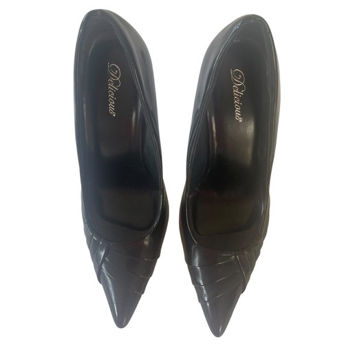 Delicious Women's Black Faux Patent Pointed Toe Ultra High Heels Pumps Size 7.5M - Picture 2 of 6
