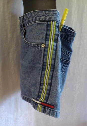 Vintage Tommy Hilfiger Jeans 1990's Short Shorts Size 7 Denim Striped Sides EVC - Picture 4 of 12