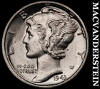1943-D Mercury Dime- Silver- Choice Gem Brilliant Unc++++ No Reserve #J801