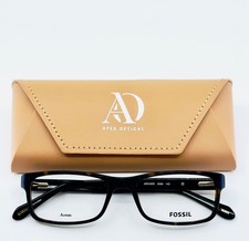 FOSSIL ARCHER 0086 Brown Tortoise Rectangle Full Rim Eyeglasses 52-18-140 B:32