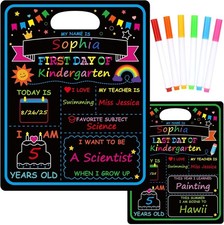 First Day of School Sign Board with Liquid Chalk Markers - 14  x11  Double-Sided