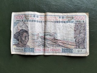 Banque Centrale des États de l’Afrique de l’Ouest Billet 5000 francs 1981 Benin