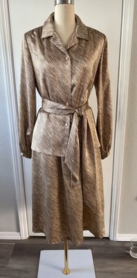 Vintage Halston V 2 piece skirt and blouse set with belt sash/blouse tie