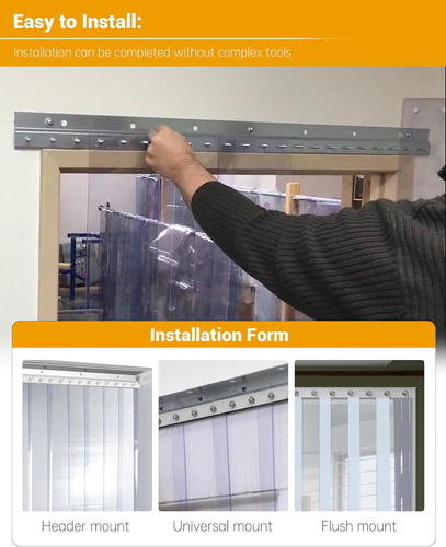 16 Foot Strip Curtain Door Hardware, Commercial Industrial Use Plastic Strip Doo - 第 5/7 張圖片