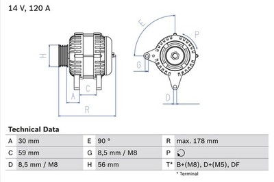 BOSCH Lichtmaschine Generator Lima 0 986 040 350 +42.46  Pfand für PASSAT 3B2 A4