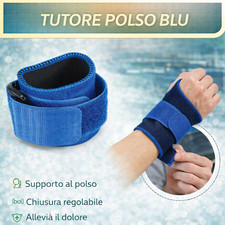 TUTORE POLSO POLSIERA BLU FASCIA ELASTICA ORTOPEDICA DISTORSIONE MANO TENDINITE