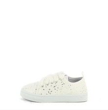 Melania Sneakers Bambina in Tessuto Glitterato con Lacci in Tulle - BIA (Bianco)