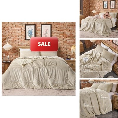 Lotus Karen King Size Comforter Set - Khaki 3 Piece (1 Comforter, 2 Pillowcases)