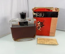 Vintage 1940s Colonia TABU French Type Large 8oz Antique Cologne w/ Original Box