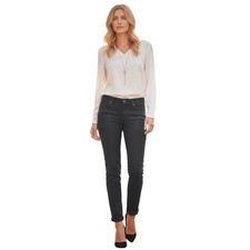 PAIGE Peg Skinny Coated Black Jeans 26x31 Waxed Denim Made in USA $248