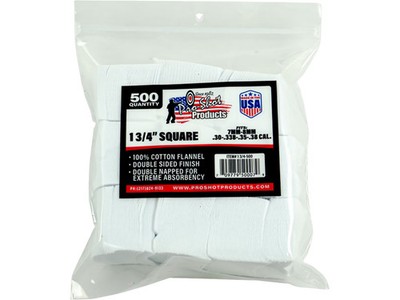 Pro-Shot Gun Cleaning Patches 7mm to 38 Caliber Square Cotton 500PK