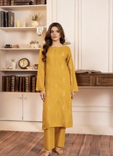 NWT 2 Piece Pakistani/indian Top bottom Outfit,small Size ,color Mustard