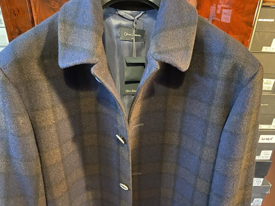 OLIVER SWEENEY, BRAND NEW, SIZE XL , ALDOUS, NAVY CHECK , ITALIAN WOOL OVERCOAT - Image 2 of 4