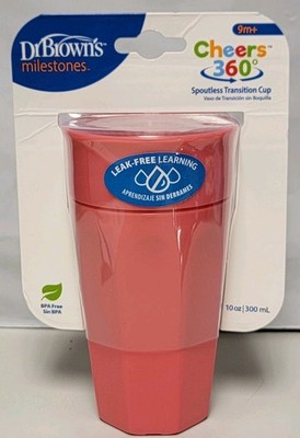 Dr. Brown s Milestones Cheers 360 Spoutless Transition Cup  10oz BPA Free New 