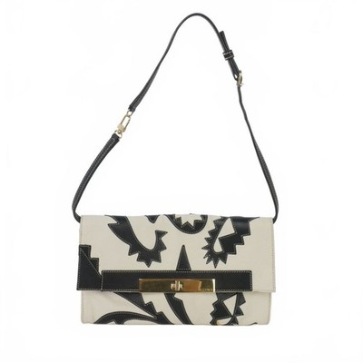 ETRO Leather Patchwork Shoulder Bag Handbag Clutch White Black