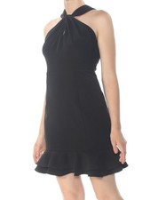 19 COOPER Womens Black Sleeveless Halter Mini Fit + Flare Dress M