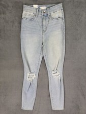 New Good American Jeans Womens 00/24 Blue Light Wash High Rise Skinny Distressed