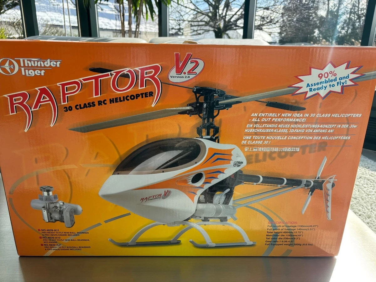 Hélicoptère Raptor 50 Thermique Thunder Tiger, Couleur Bordeaux, Occasion Fonctionnelle