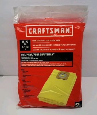 #ad Craftsman 15 22 Gallon High Efficiency Collection Bags Wet Dry Vacs 2 Bags $15.00