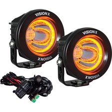 3.7" Optimus Round 15 Beam with Amber Halo LED Light Kit