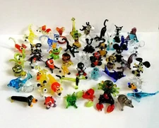 Random Handmade Miniature Art Glass Lampwork Animal Figurines Set (30 pcs)